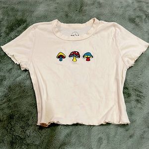 Pacsun lettuce trim cream crop top